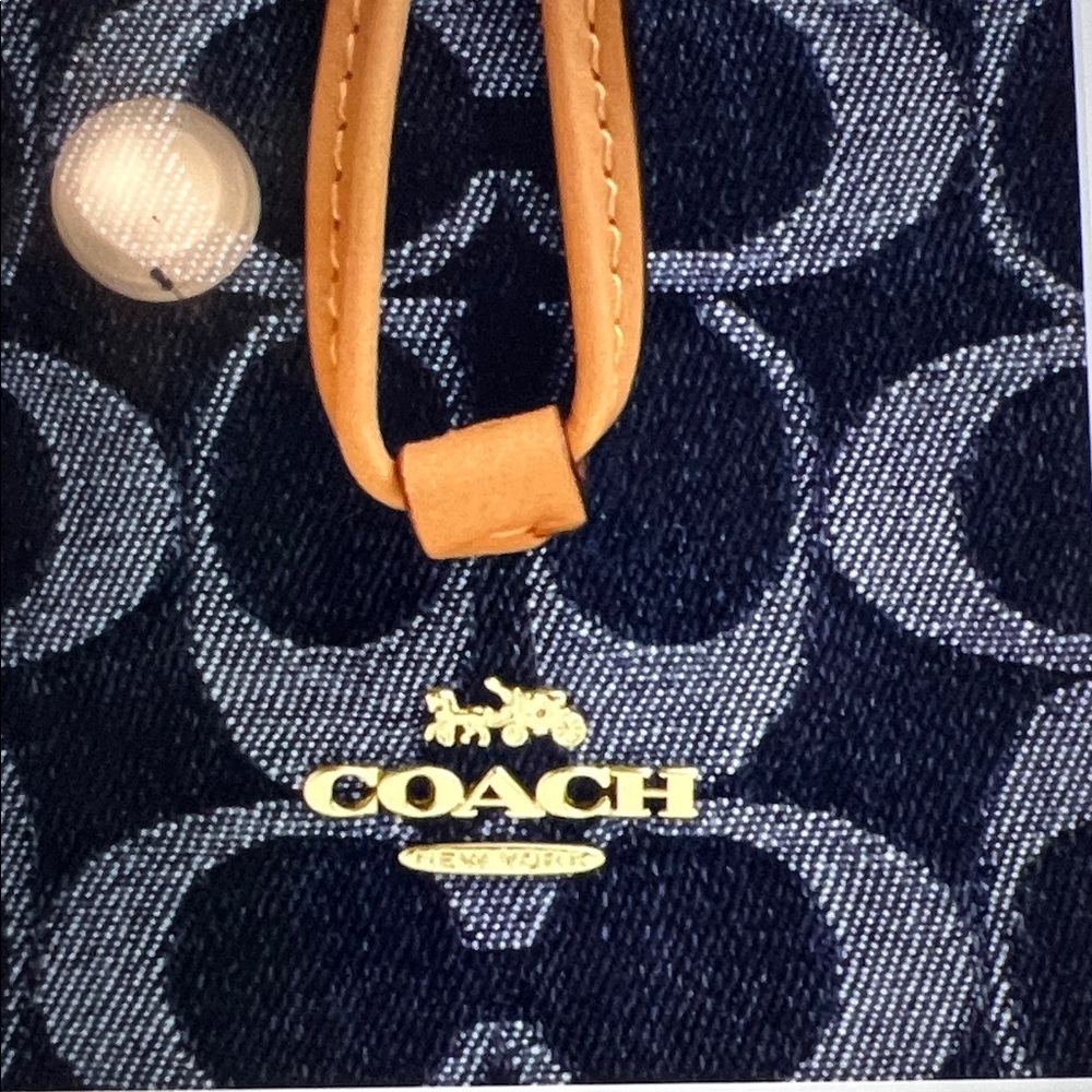 Miniature Micro Coach Navy and Gold Bucket Bag with Chain Strap - Picture 9 of 16